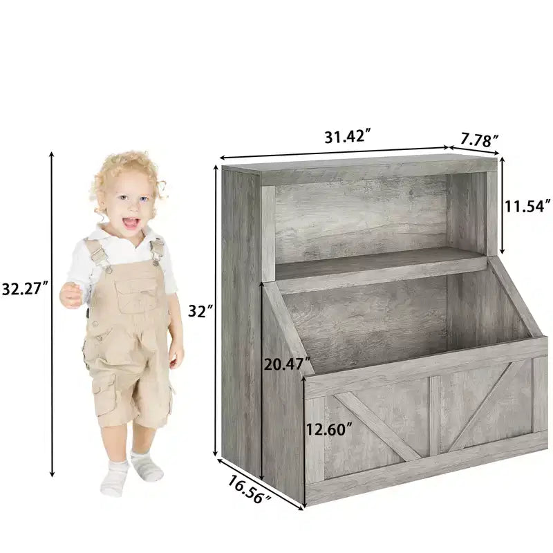 Kids Bookshelf, Storage Organizer Cabinet with Anti-Tipping Device, Waterproof Toddler Organizer Box for Nursery, Playroom, Bedroom, Hallway