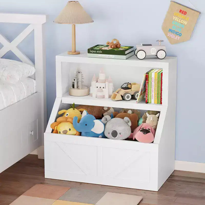 Kids Bookshelf, Storage Organizer Cabinet with Anti-Tipping Device, Waterproof Toddler Organizer Box for Nursery, Playroom, Bedroom, Hallway