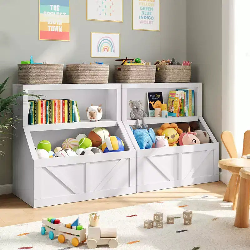 Kids Bookshelf, Storage Organizer Cabinet with Anti-Tipping Device, Waterproof Toddler Organizer Box for Nursery, Playroom, Bedroom, Hallway