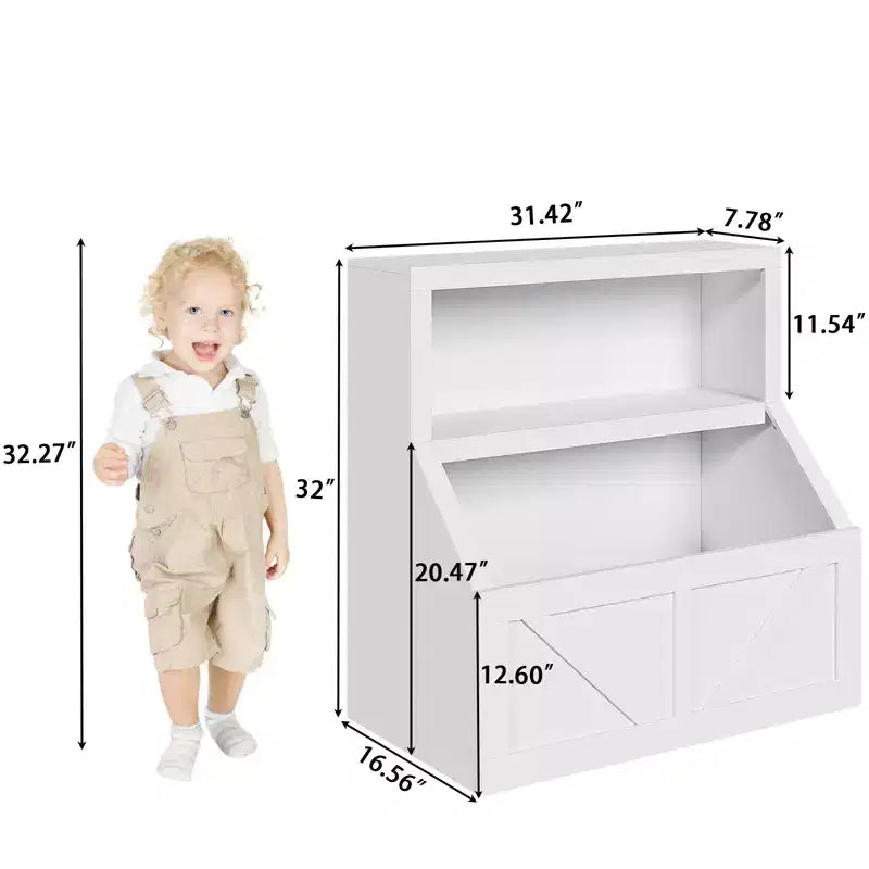 Kids Bookshelf, Storage Organizer Cabinet with Anti-Tipping Device, Waterproof Toddler Organizer Box for Nursery, Playroom, Bedroom, Hallway