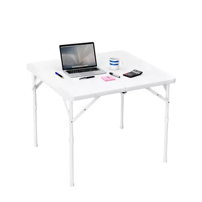 34 Square Folding Table, Multi-Functional Portable Foldable Card Table with Carrying Handle for Indoor Outdoor Camping Use Plastic Tabletop