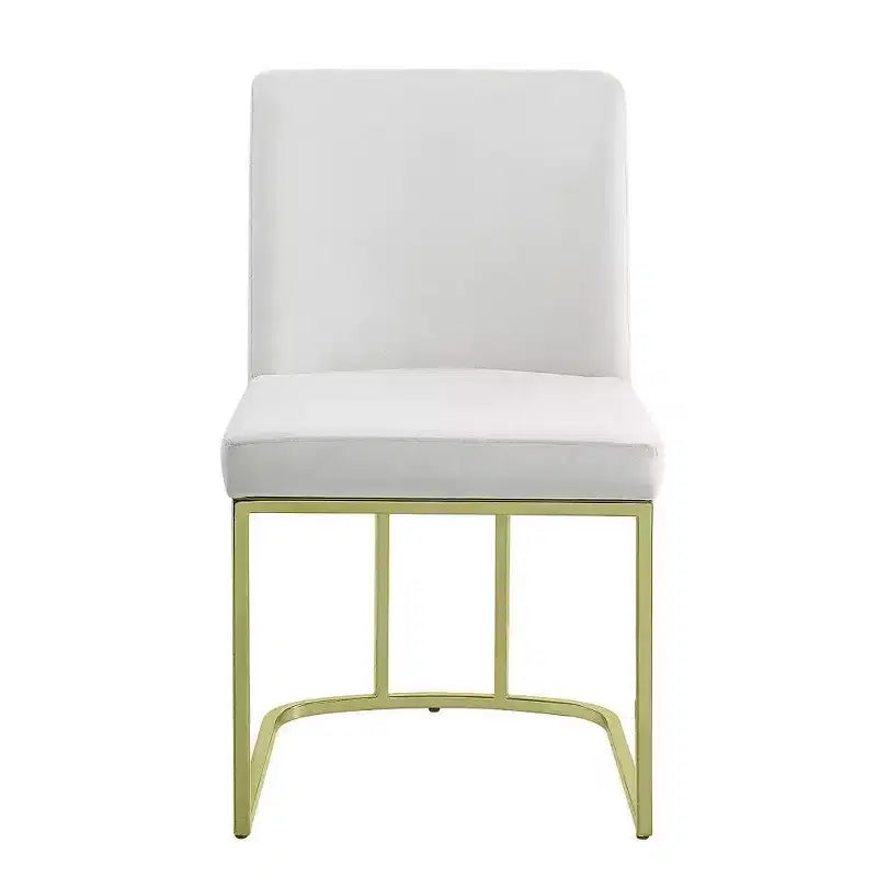Royal Hampton 24 Inch Side Dining Chair Set of 2, Soft Off White Velvet, Gold Metal Base