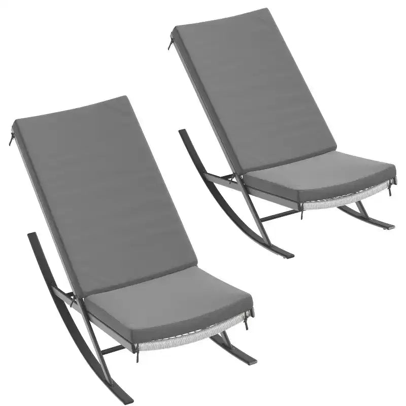 Rocking Chair Outdoor Set of 2 Patio Chairs Rocking Chairs Outdoor Lounge Rattan Chair for Outside Lawn with Cushions for Front Porch, Garden