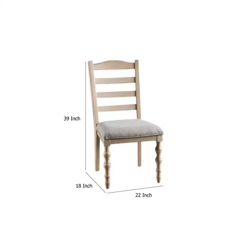 Royal Hampton Dining Side Chair Set of 2, Turned Legs, Light Brown Solid Wood