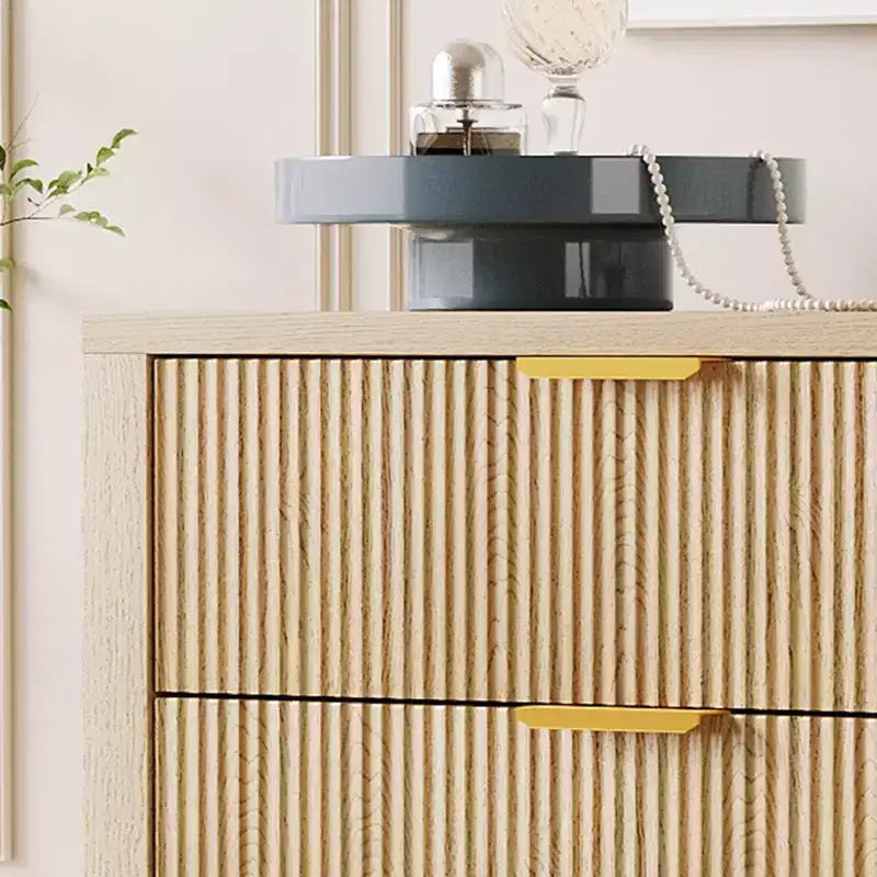 COZONY Fluted 5 Drawer Dresser, 45 Tall Slim Wooden Chest of Drawers for Small Spaces, Modern Farmhouse Dresser for Bedroom, Nursery, Apartment