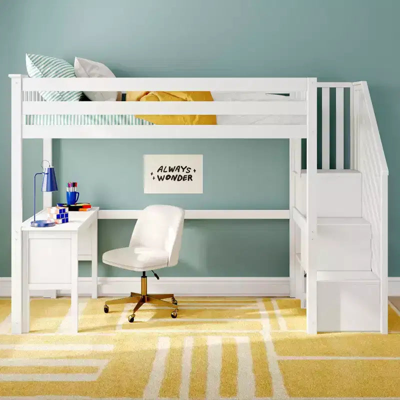 Classic Twin High Loft (ladder on end) + Desk + Staircase