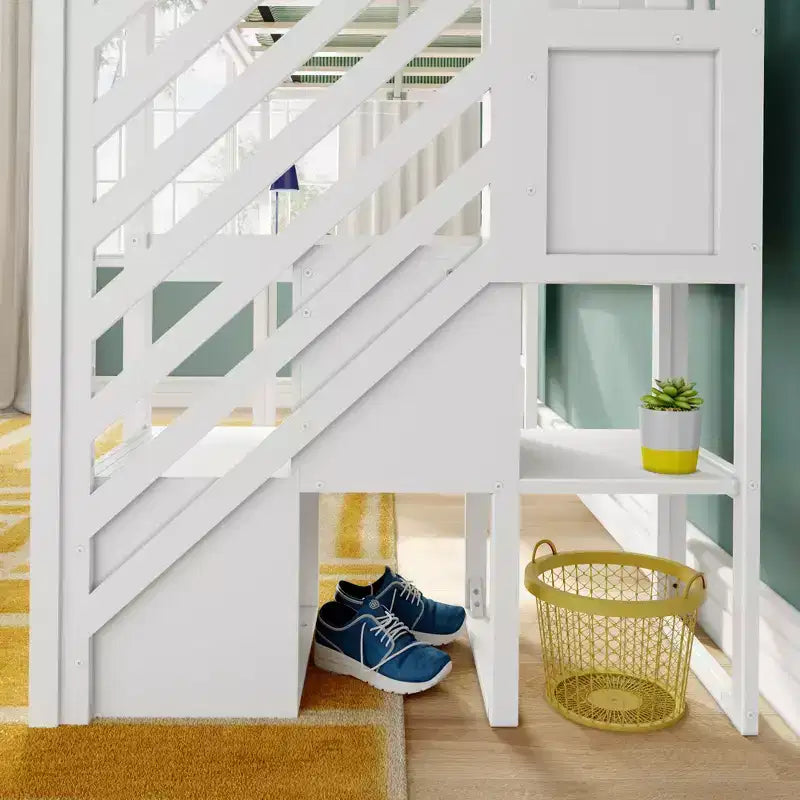 Classic Twin High Loft (ladder on end) + Desk + Staircase