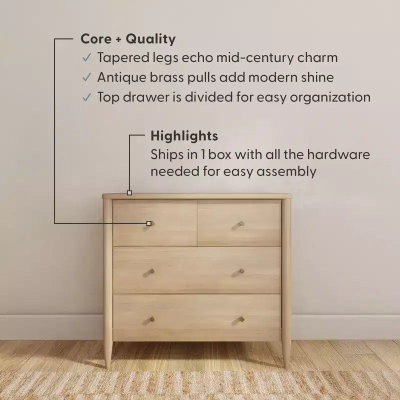 Harbor 3 Drawer with Divided Top Drawer Dresser