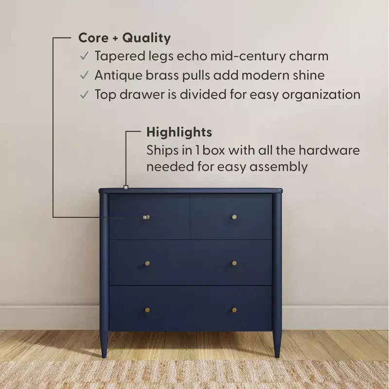 Harbor 3 Drawer with Divided Top Drawer Dresser