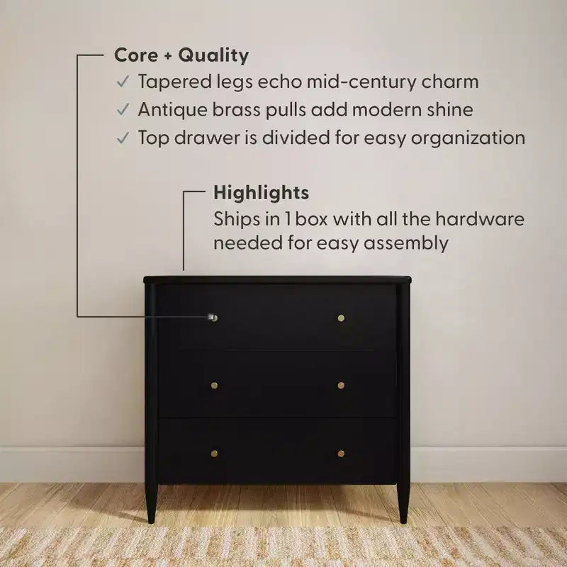 Harbor 3 Drawer with Divided Top Drawer Dresser