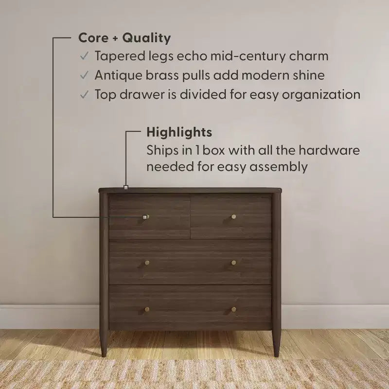 Harbor 3 Drawer with Divided Top Drawer Dresser