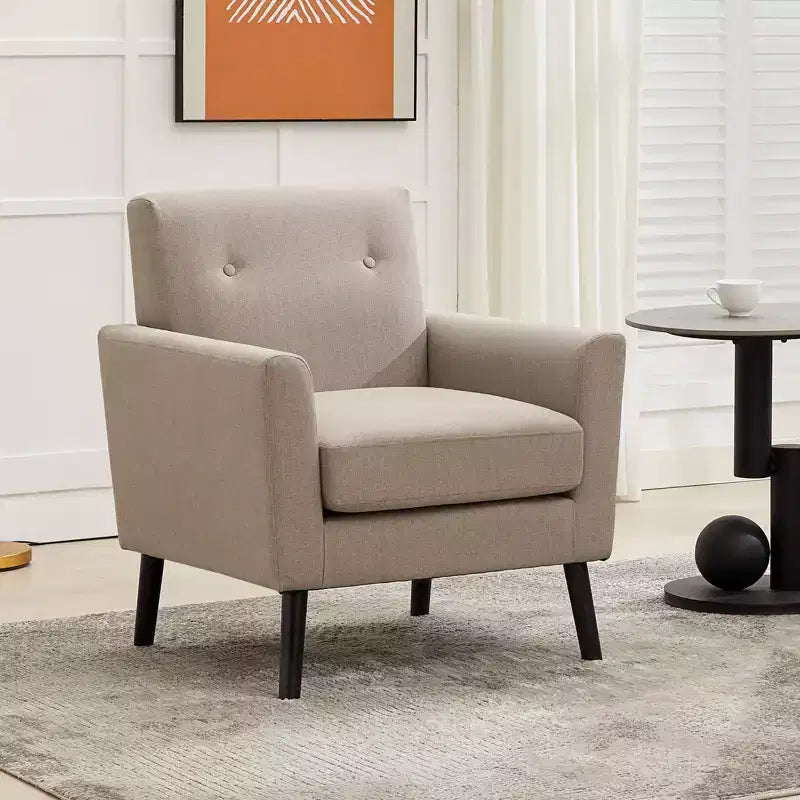 Accent Chair ,Modern Wingback Living Room Chair,Linen Fabric Reading Accent Chairs,Comfy Armchair Single Sofa Chair,High-Resilience Cushion