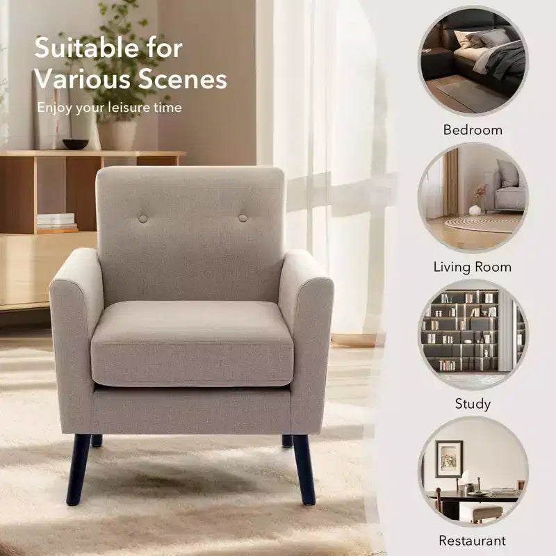 Accent Chair ,Modern Wingback Living Room Chair,Linen Fabric Reading Accent Chairs,Comfy Armchair Single Sofa Chair,High-Resilience Cushion