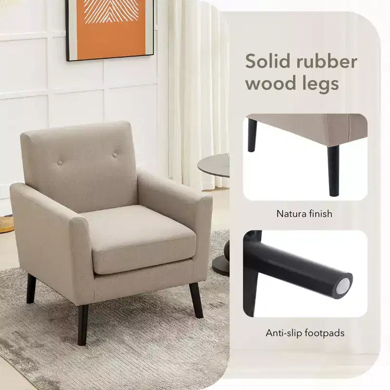 Accent Chair ,Modern Wingback Living Room Chair,Linen Fabric Reading Accent Chairs,Comfy Armchair Single Sofa Chair,High-Resilience Cushion