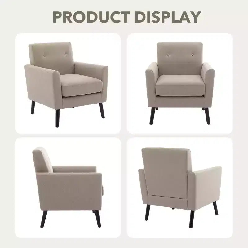 Accent Chair ,Modern Wingback Living Room Chair,Linen Fabric Reading Accent Chairs,Comfy Armchair Single Sofa Chair,High-Resilience Cushion