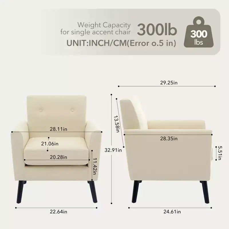 Accent Chair ,Modern Wingback Living Room Chair,Linen Fabric Reading Accent Chairs,Comfy Armchair Single Sofa Chair,High-Resilience Cushion