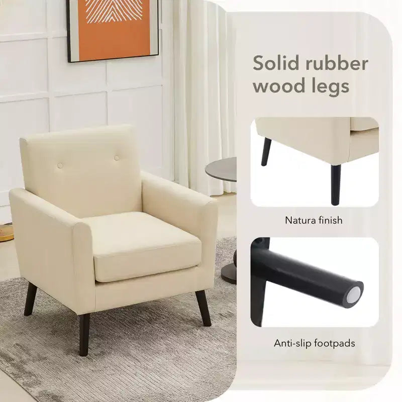 Accent Chair ,Modern Wingback Living Room Chair,Linen Fabric Reading Accent Chairs,Comfy Armchair Single Sofa Chair,High-Resilience Cushion