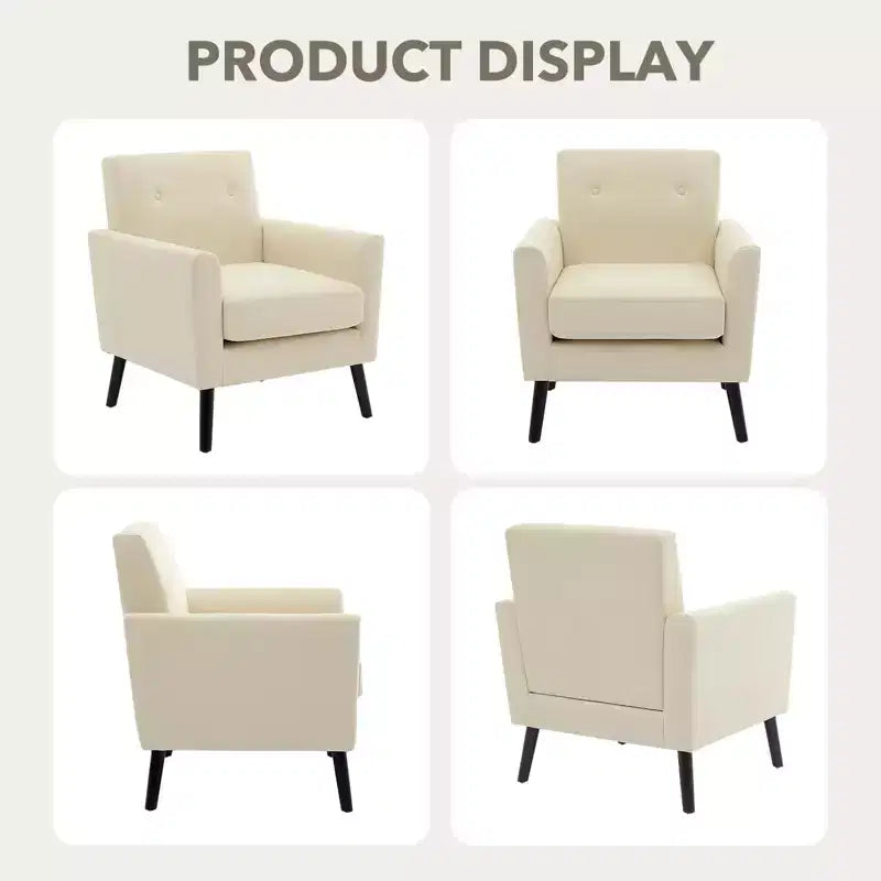 Accent Chair ,Modern Wingback Living Room Chair,Linen Fabric Reading Accent Chairs,Comfy Armchair Single Sofa Chair,High-Resilience Cushion