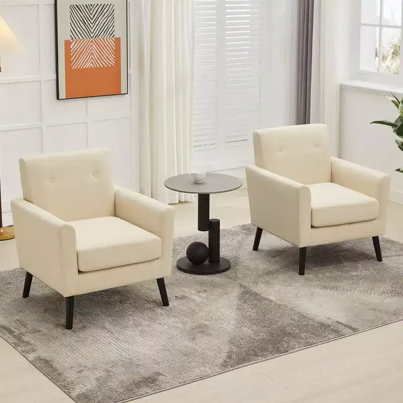 Accent Chair ,Modern Wingback Living Room Chair,Linen Fabric Reading Accent Chairs,Comfy Armchair Single Sofa Chair,High-Resilience Cushion