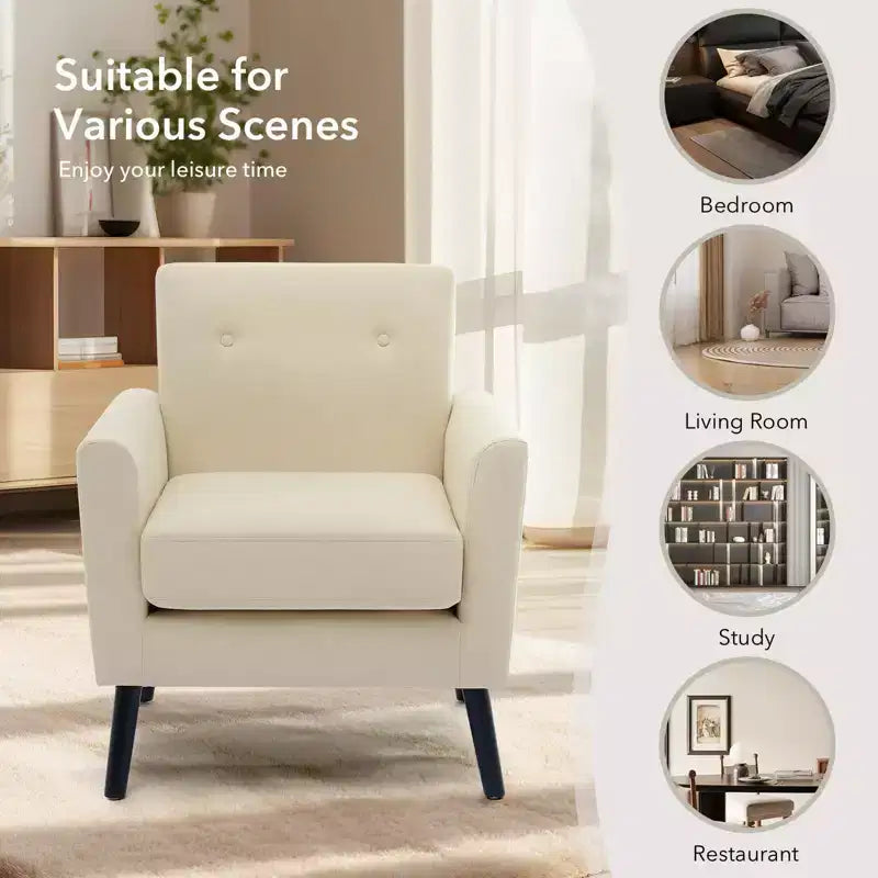 Accent Chair ,Modern Wingback Living Room Chair,Linen Fabric Reading Accent Chairs,Comfy Armchair Single Sofa Chair,High-Resilience Cushion