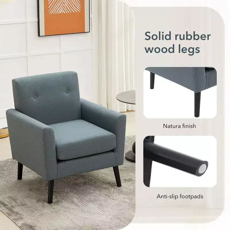 Accent Chair ,Modern Wingback Living Room Chair,Linen Fabric Reading Accent Chairs,Comfy Armchair Single Sofa Chair,High-Resilience Cushion