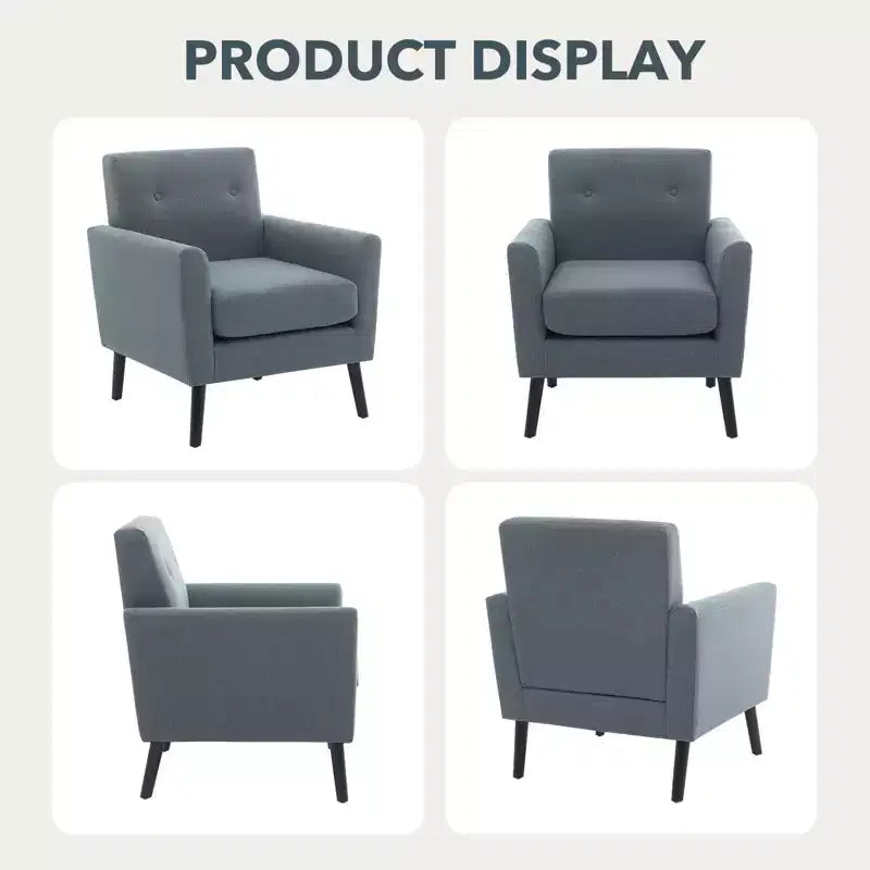 Accent Chair ,Modern Wingback Living Room Chair,Linen Fabric Reading Accent Chairs,Comfy Armchair Single Sofa Chair,High-Resilience Cushion