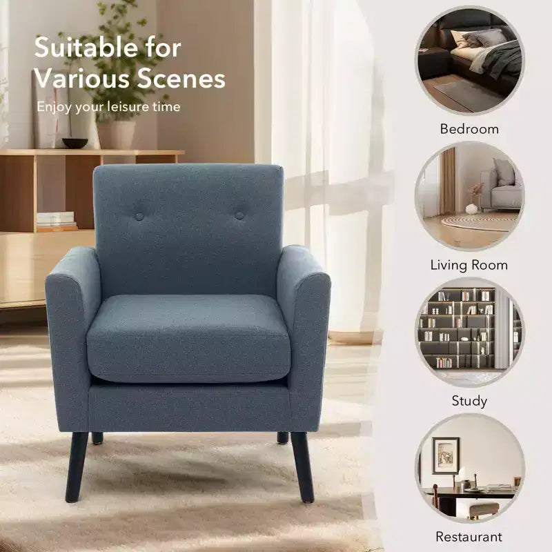 Accent Chair ,Modern Wingback Living Room Chair,Linen Fabric Reading Accent Chairs,Comfy Armchair Single Sofa Chair,High-Resilience Cushion
