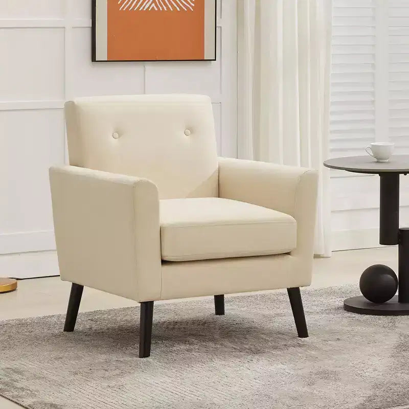 Accent Chair, Modern Wingback Living Room Chair, Linen Fabric Reading Accent Chair, Comfy Armchair Single Sofa Chair, High-Resilience Cushion