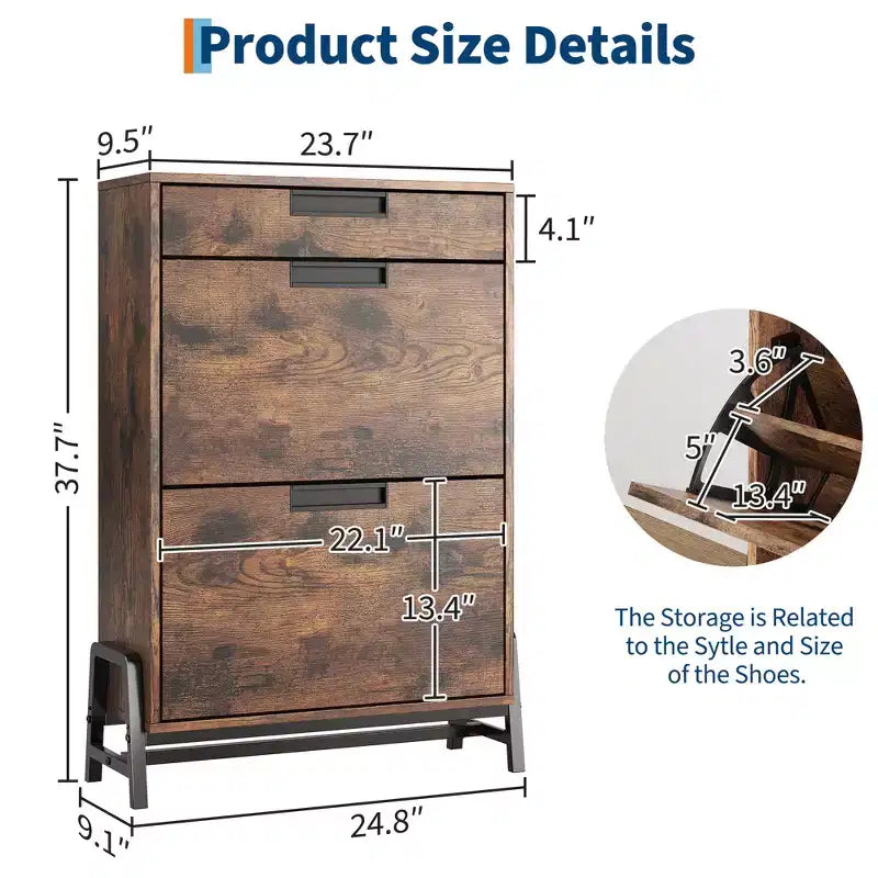 Freestanding Shoe Organizer with Metal Legs, Shoe Cabinet StorageFoyer, Hallway, Living Room