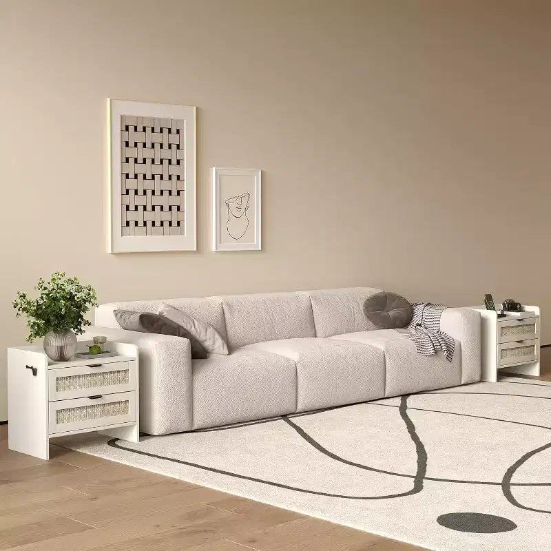 COZONY 2-Piece Wicker Nightstand Set with Type-C Charging Station, Boho Bedside Table with 2 Drawers for Bedroom