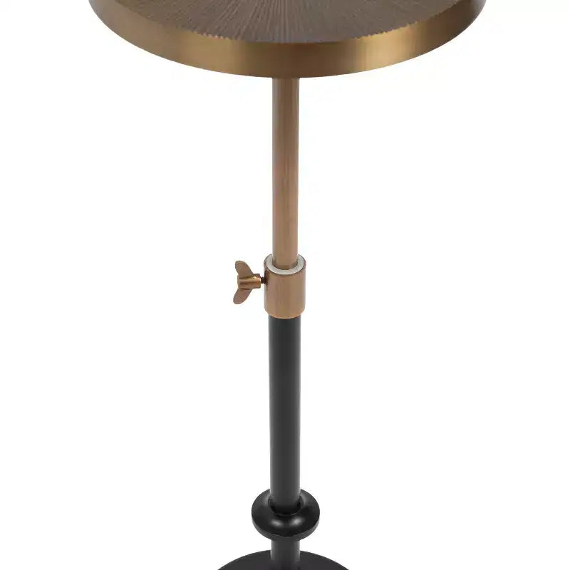 Kate and Laurel Engles Adjustable Embossed Metal Table and Plant Stand, 10x10x30, Gold and Black