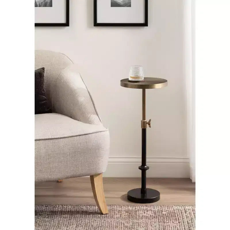 Kate and Laurel Engles Adjustable Embossed Metal Table and Plant Stand, 10x10x30, Gold and Black