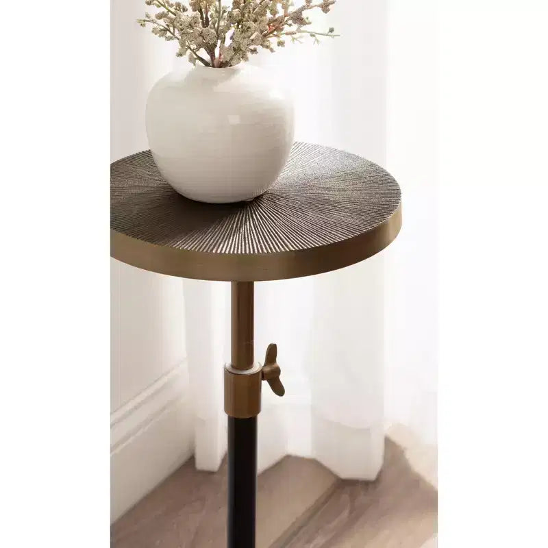 Kate and Laurel Engles Adjustable Embossed Metal Table and Plant Stand, 10x10x30, Gold and Black