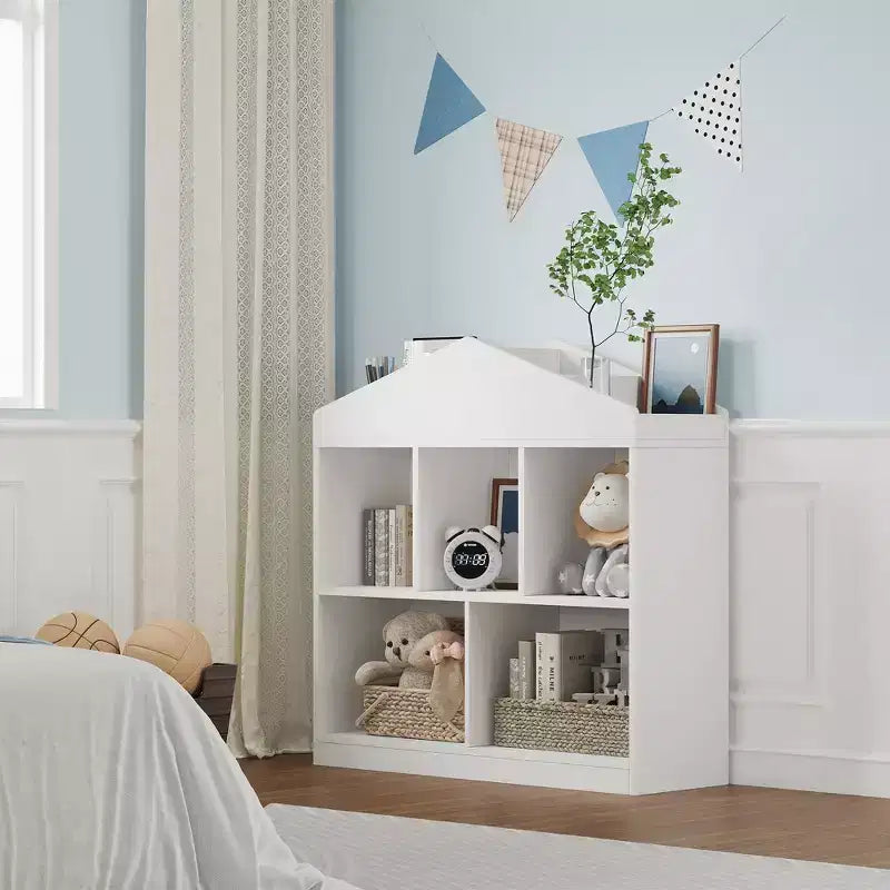 5-Cubby Bookcase, Kids Bookshelf,Toddlers Playhouse Cabinet Shelf,for Playroom, Nursery, Kids Room