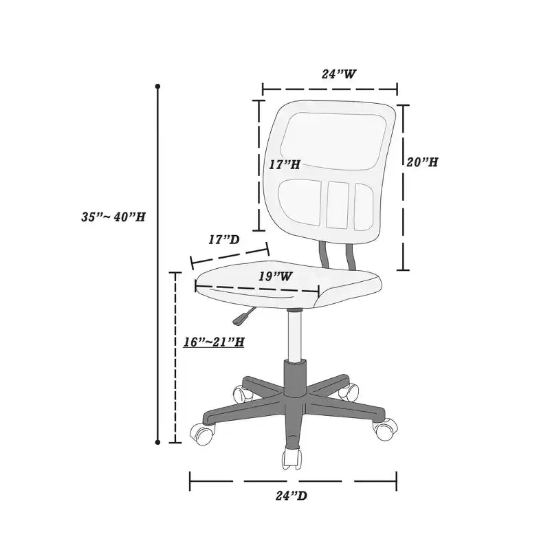 HomeStock Mesh Office Chair - Armless Desk Chair, Adjustable Height, Ergonomic Support