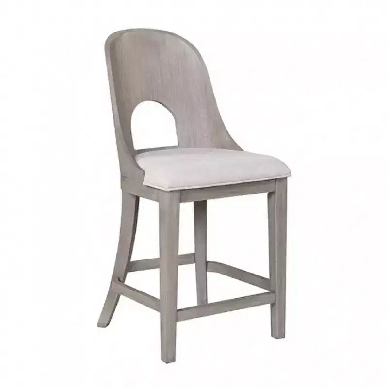 Royal Hampton Counter Height Chair Set of 2, Curved Cut Out Back, White Wash
