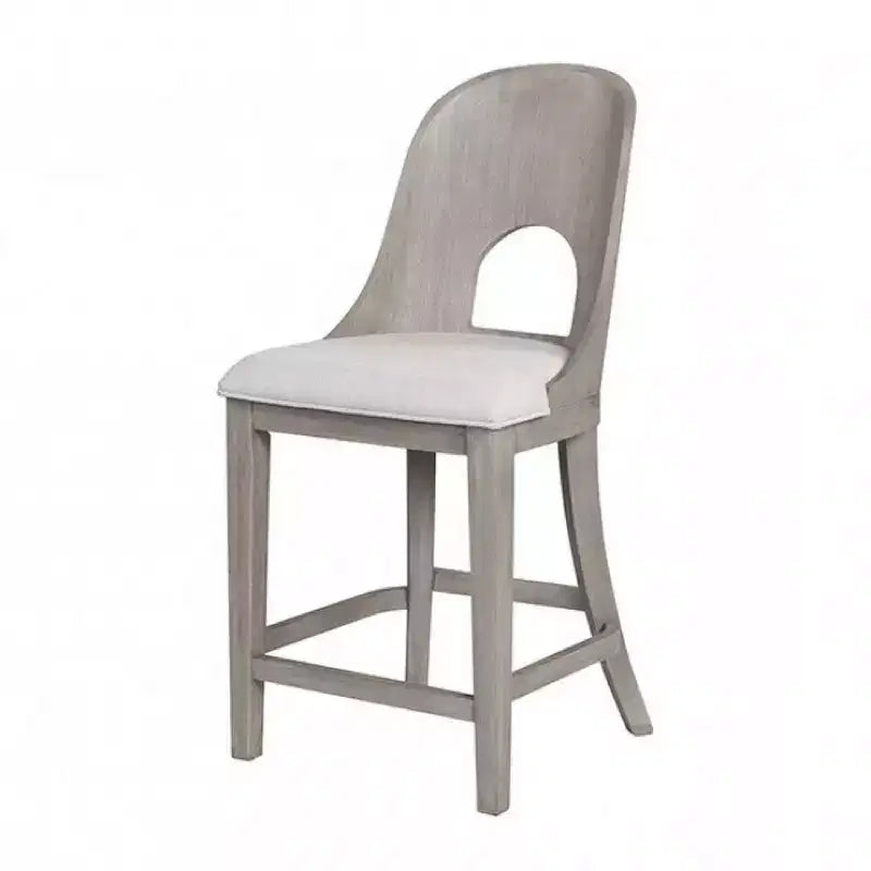 Royal Hampton Counter Height Chair Set of 2, Curved Cut Out Back, White Wash