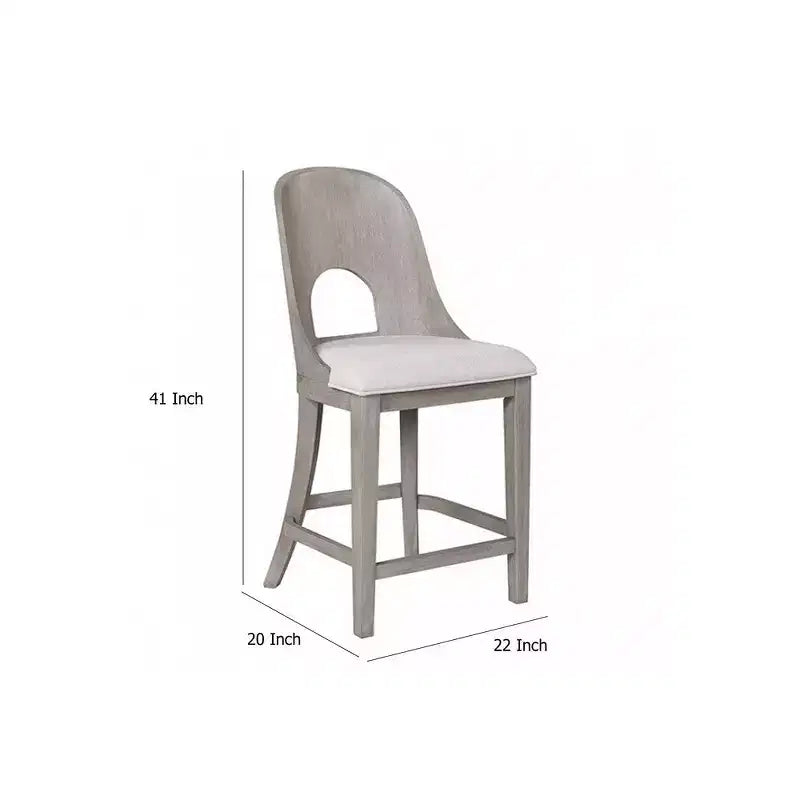 Royal Hampton Counter Height Chair Set of 2, Curved Cut Out Back, White Wash