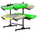 2-6 Kayak Freestanding Storage Rack - Heavy-Duty Steel Kayak Holder with Movable Wheels & Hanging Straps for Outdoor Use (Select Size, Black)