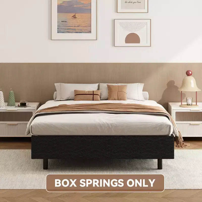 Dyonery Queen Size Box spring, reinforced metal frame structure, equipped with elastic bed hat style coat