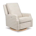 Namesake Crewe Electronic Recliner and Swivel Glider - Tan Gingham with Light Wood Base