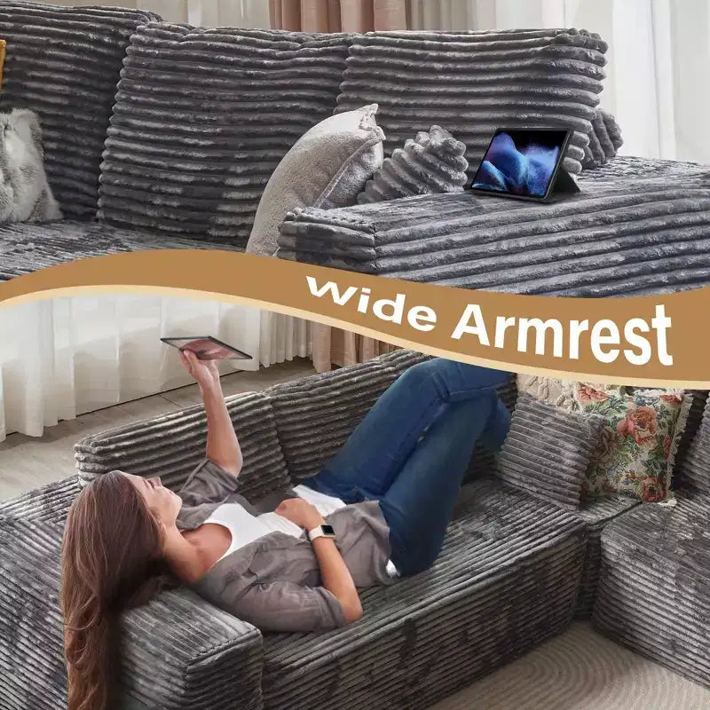 HOMLUX U-Shape Modular Sectional Sofa Couch, 27 Deep Seat Modern Minimalist Couches for Living Room, Style 4