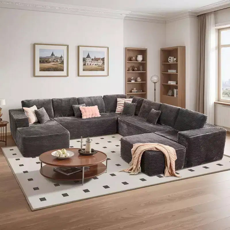 HOMLUX U-Shape Modular Sectional Sofa Couch, 27 Deep Seat Modern Minimalist Couches for Living Room, Style 4