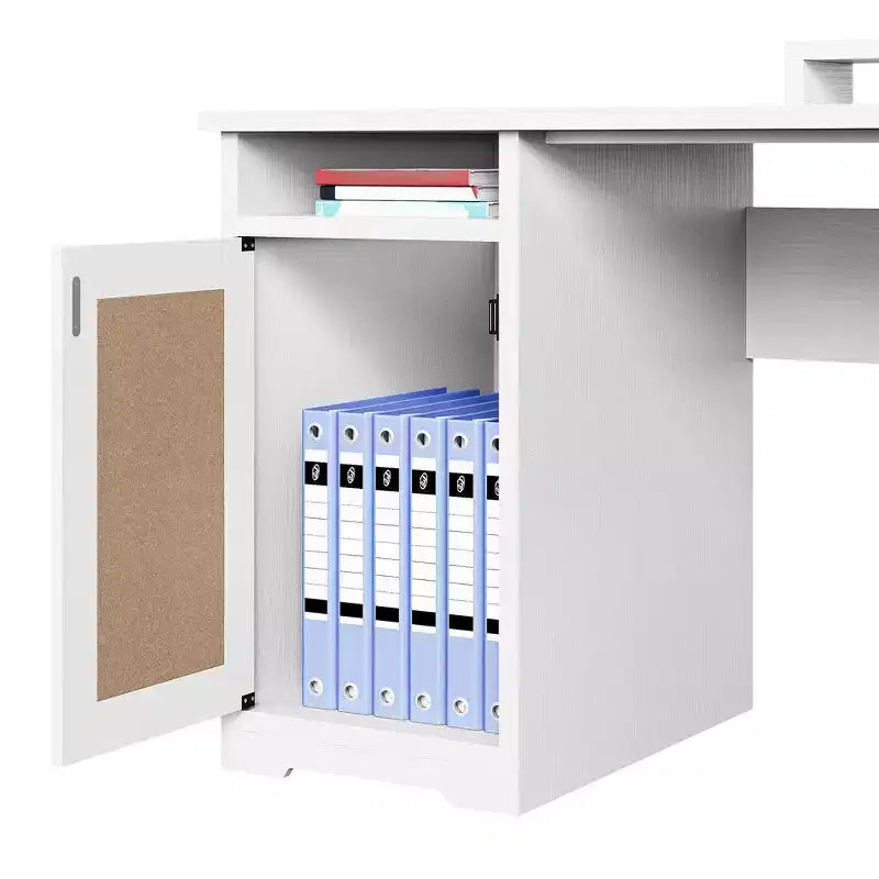 60 Inch L Shaped Desk Corner Computer Desk With File Drawer And Storage Cabinet For Home Office, Study Room
