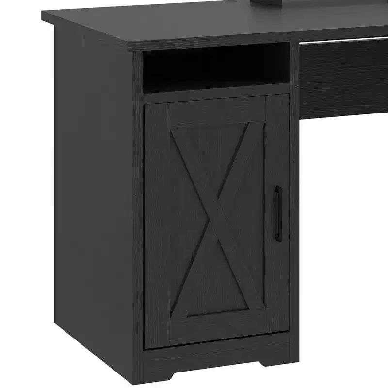 60 Inch L Shaped Desk Corner Computer Desk With File Drawer And Storage Cabinet For Home Office, Study Room
