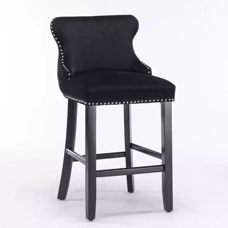 Okak Modern Velvet Bar Stools Counter Height Set of 2, Wing-Back Counter Stools, Upholstered Dining Chairs for Kitchen, Cafe