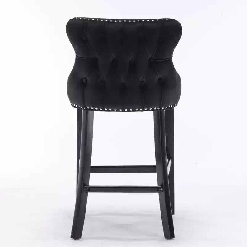 Okak Modern Velvet Bar Stools Counter Height Set of 2, Wing-Back Counter Stools, Upholstered Dining Chairs for Kitchen, Cafe