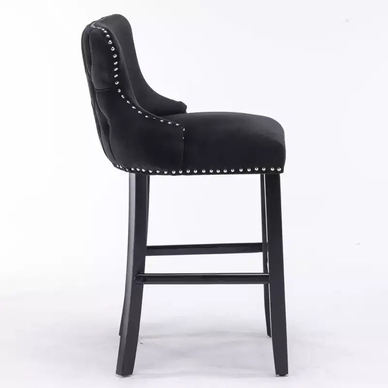 Okak Modern Velvet Bar Stools Counter Height Set of 2, Wing-Back Counter Stools, Upholstered Dining Chairs for Kitchen, Cafe