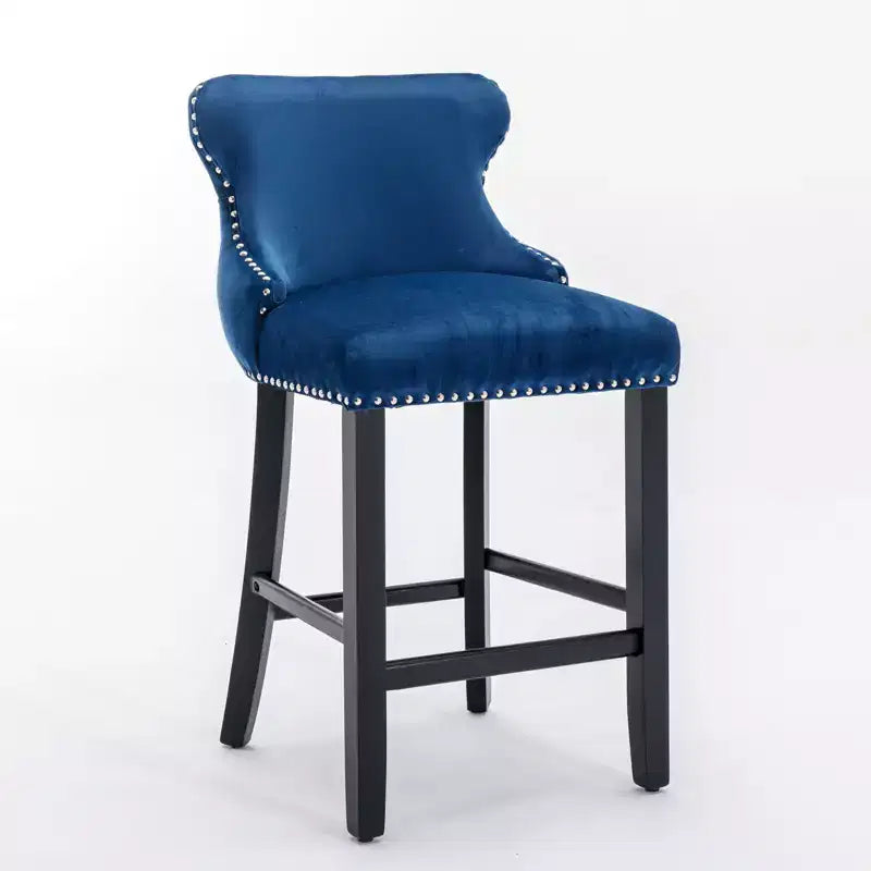 Okak Modern Velvet Bar Stools Counter Height Set of 2, Wing-Back Counter Stools, Upholstered Dining Chairs for Kitchen, Cafe
