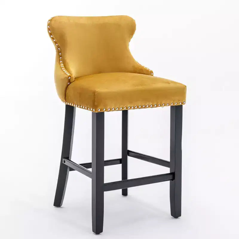 Okak Modern Velvet Bar Stools Counter Height Set of 2, Wing-Back Counter Stools, Upholstered Dining Chairs for Kitchen, Cafe